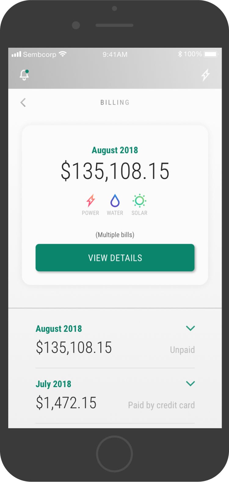 Usage screen