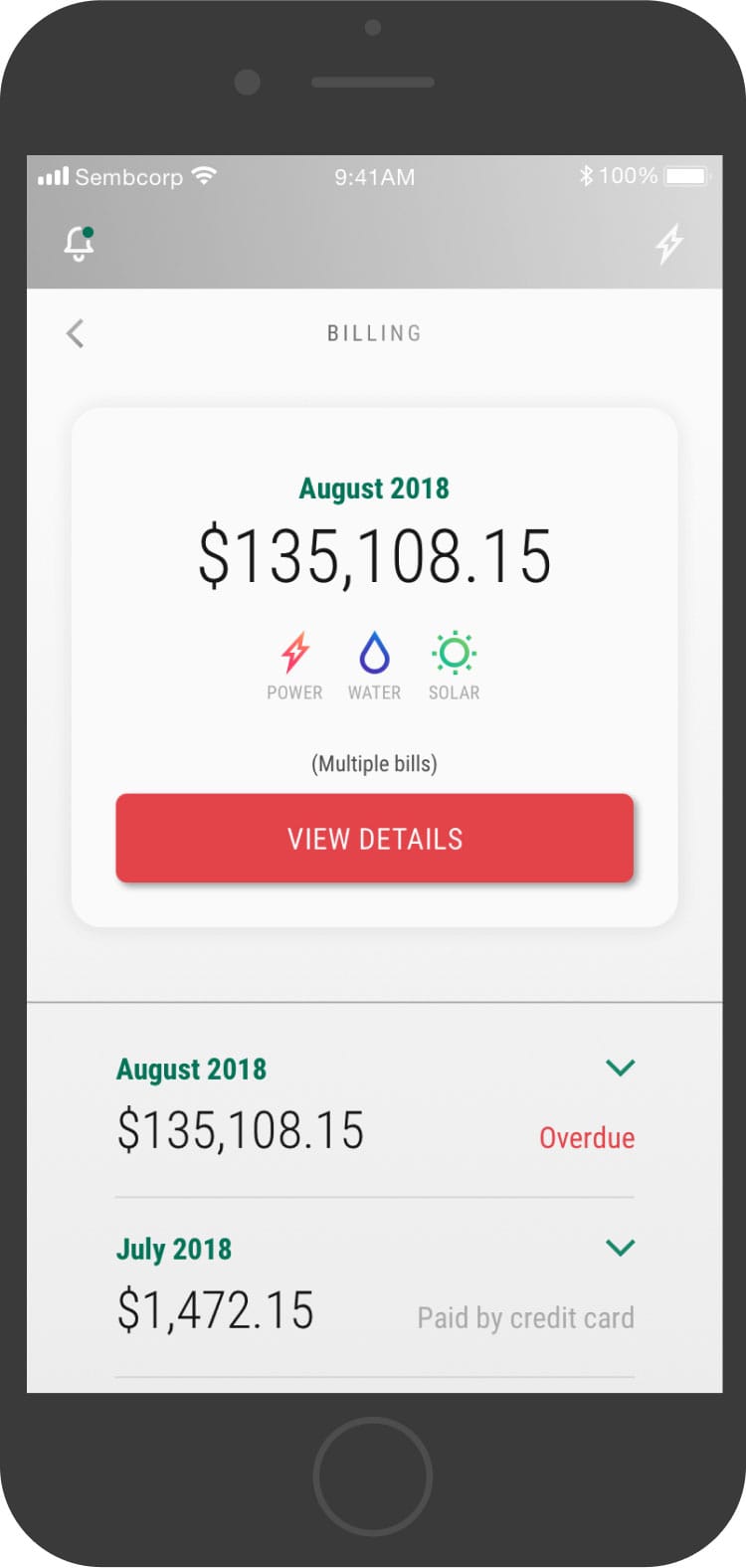 Usage screen