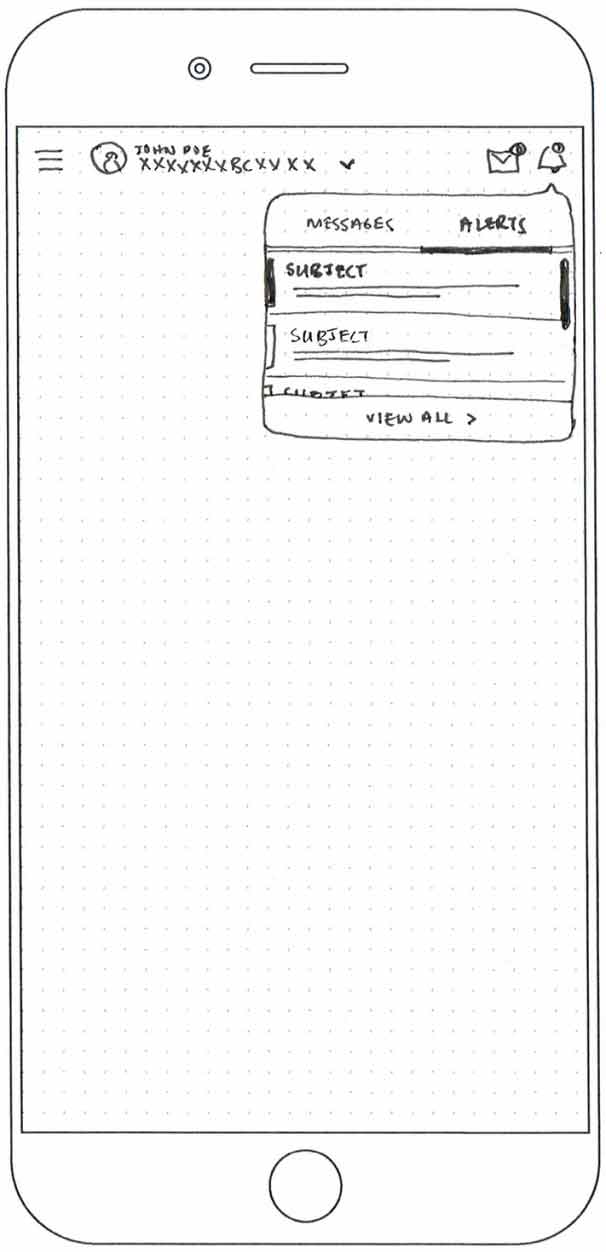 Sketch of a mobile wireframe