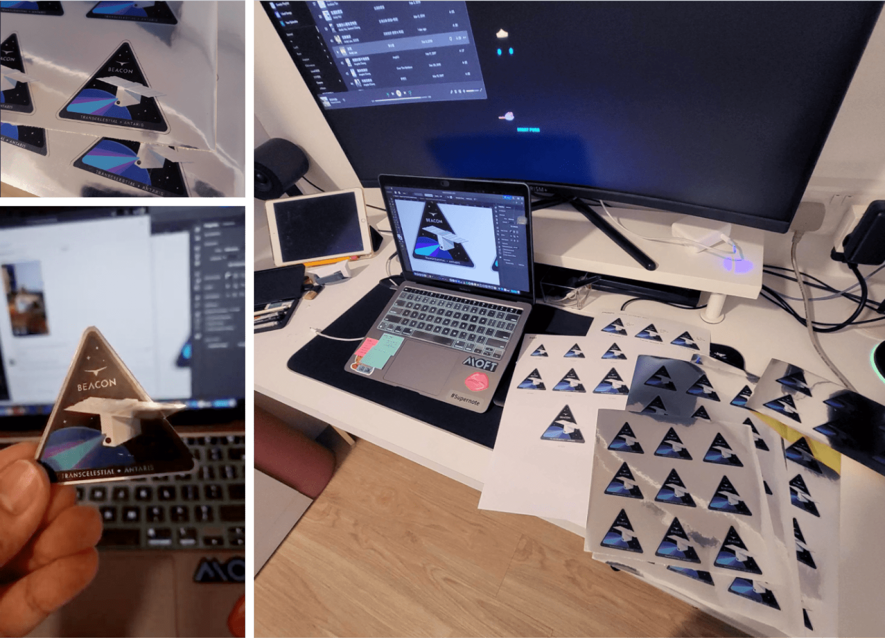 Prototype of space mission stickers